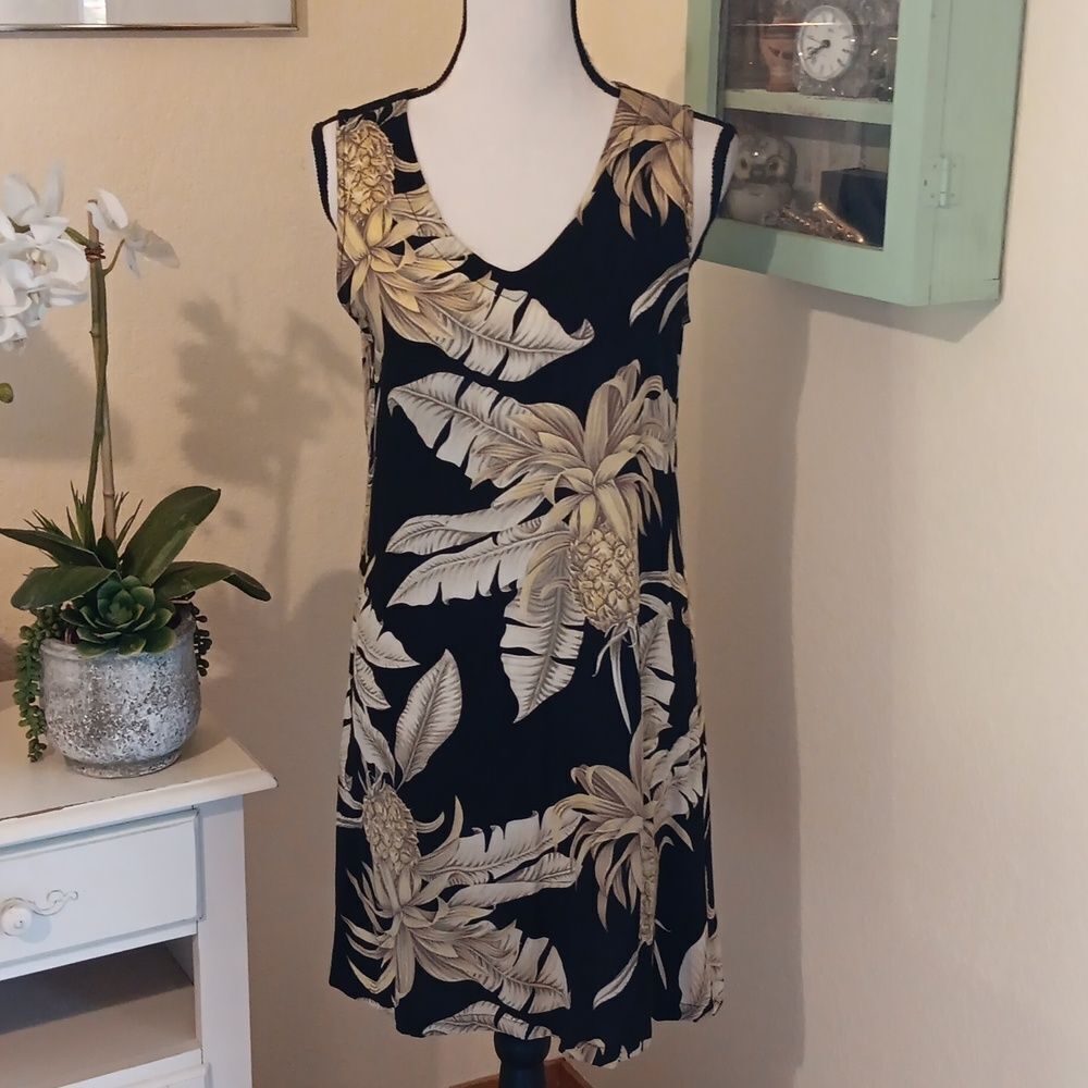 Vintage Peppermint Bay Yellow and Black Pineapple Bay Dress